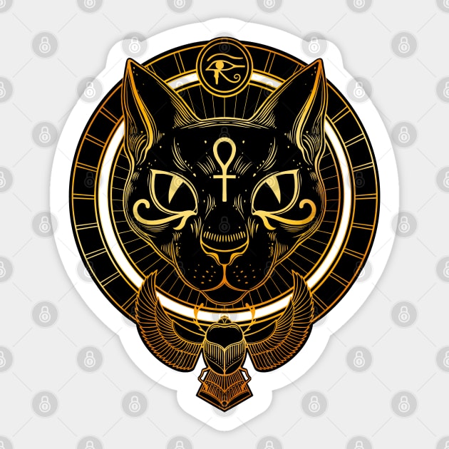 Bastet. Egyptian cat goddess Sticker by OccultOmaStore